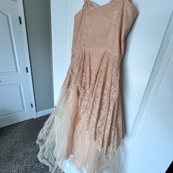Vintage Lace blush 50s Tulle Circle bustier Dress - Picture 9 of 11